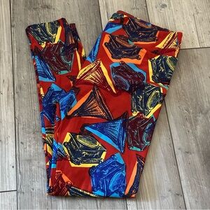 Lularoe Leggings Multi Color Phonograph Design Tall & Curvy